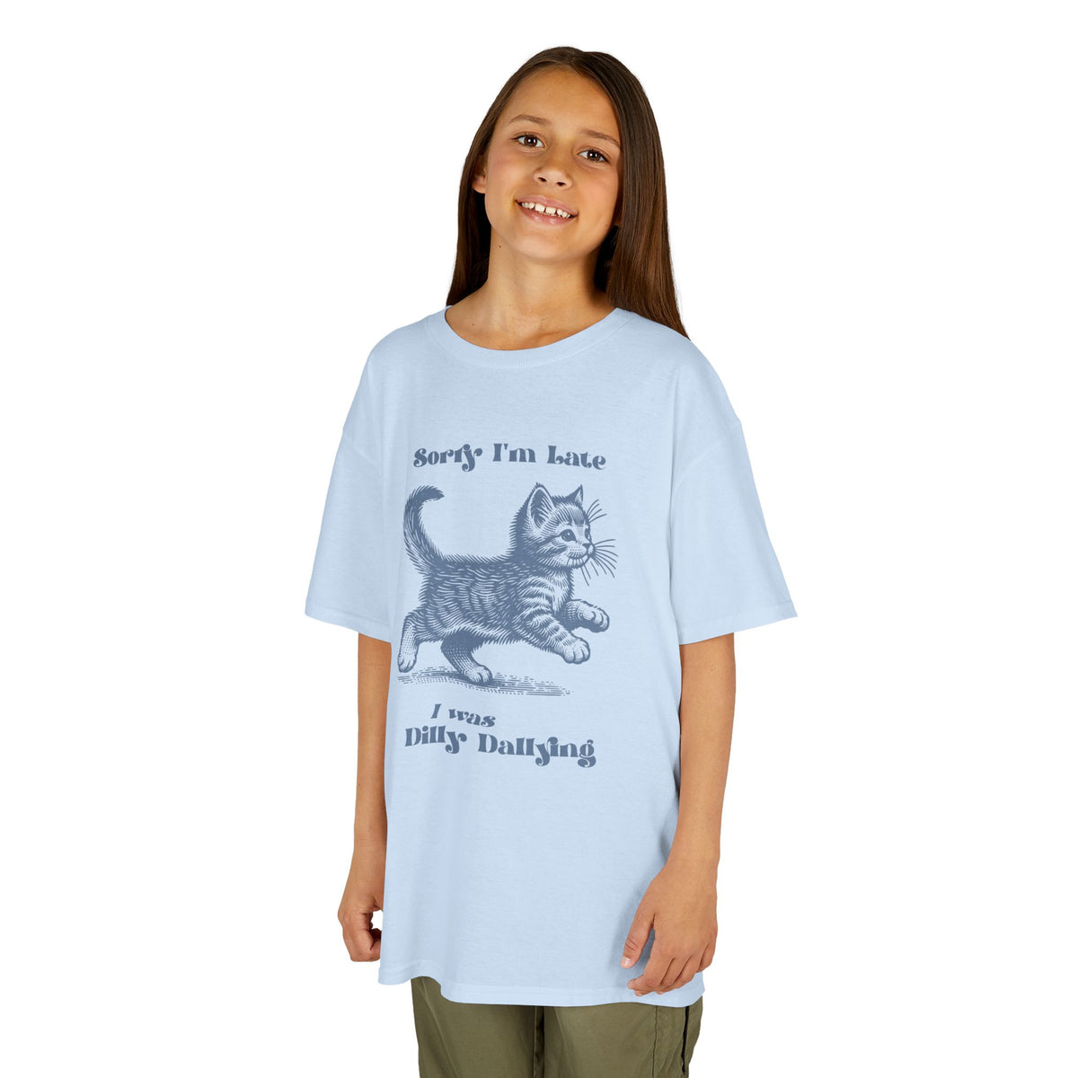 Sorry I'm Late I Was Dilly Dallying Kitten Youth T-Shirt